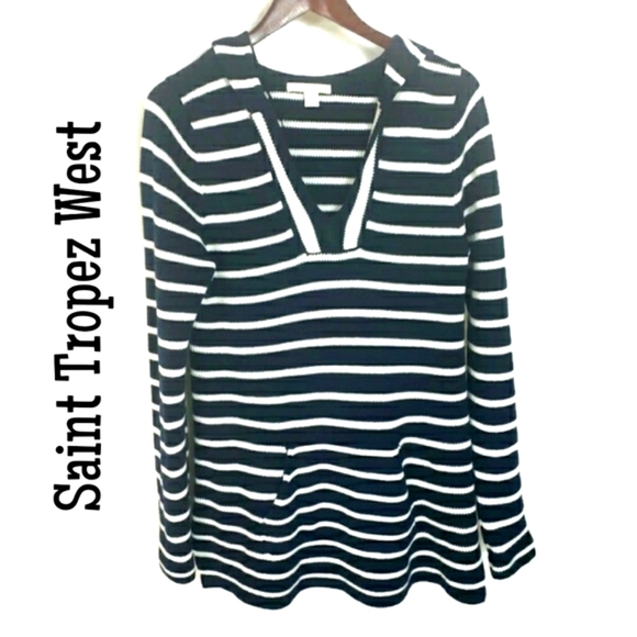 Saint Tropez West Hooded Sweater Tunic Size L - Picture 1 of 5